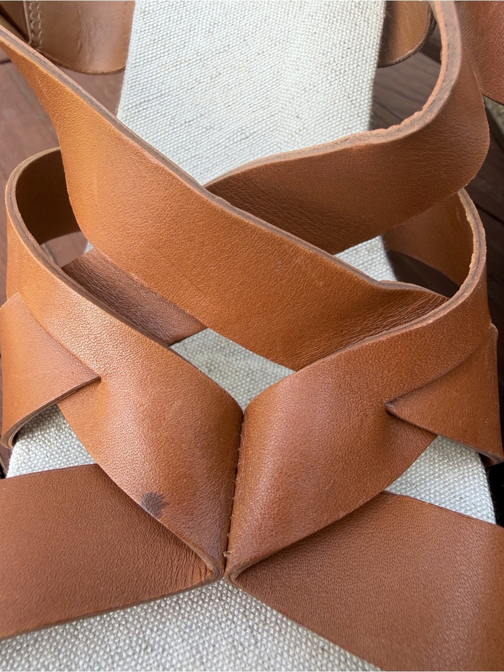 Cole Haan Crystal Honey Leather Espadrille Wedge Sandals Size 8 $150 - Picture 5 of 12